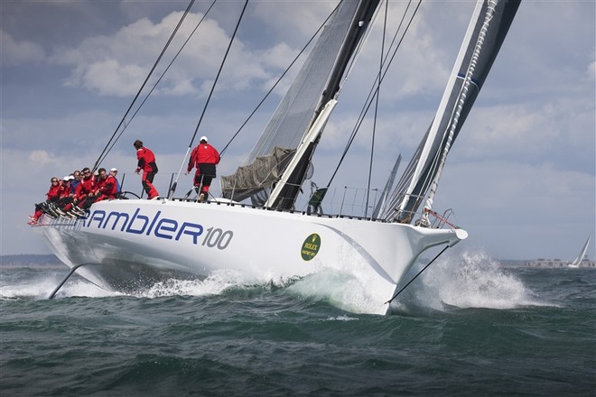 Rambler pictured after the start of the Rolex Fastnet Race start 14 August, 2011 Cowes Isle of Wight ©  Rolex/Daniel Forster http://www.regattanews.com